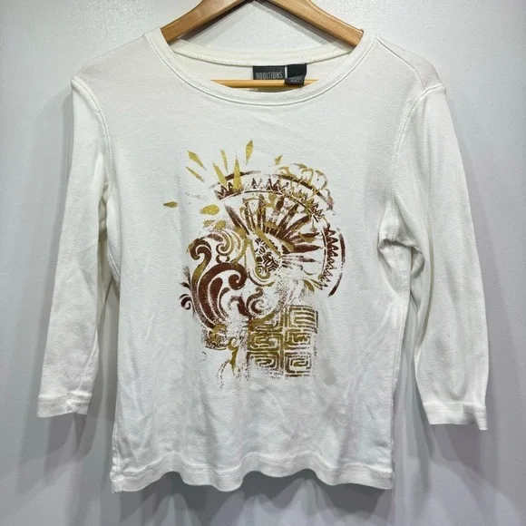 Chico’s 3 Piece Outfit Cropped Pants Cotton 3/4 Tee & Zip Front Jacket Size 1/M - Picture 13 of 15